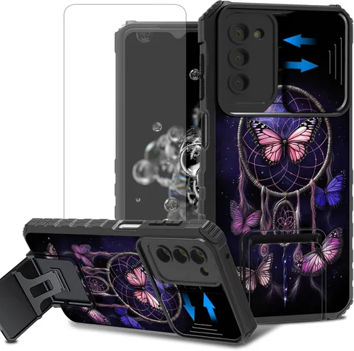 Vista 79 de Funda para teléfono Samsung Galaxy A15 5G con protector de pantalla con cubierta deslizante para cámara y soporte de doble capa híbrida resistente a