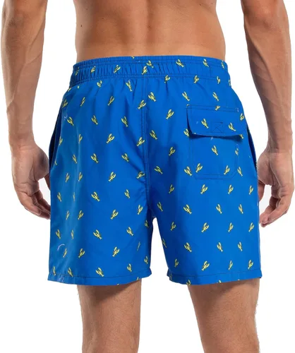 Vista 2 de Satankud Men's Swim Trunks Quick Dry Swim Shorts UPF 50+ Beachwear Boardshorts with Mesh Lining and Pockets