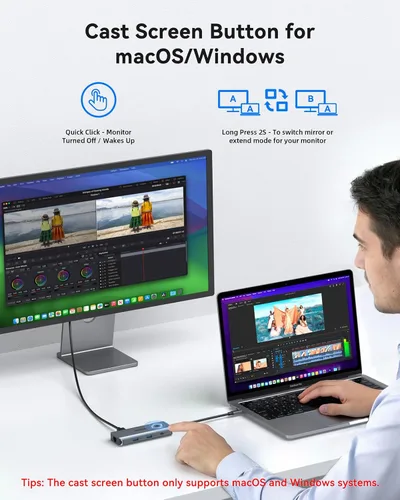 Vista 8 de Hub USB C para MacBook Pro/Air, Mac Dongle con 3 puertos USB, USB C a HDMI, USB C a RJ45 Ethernet, MOKiN 8 en 1 USB C a HDMI, carga PD de 100 W