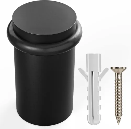Vista 7 de NYCO - Tope de puerta cromado para puerta de piso, elegante acero sólido, moderno, resistente, tornillo de anclaje para montaje en el suelo