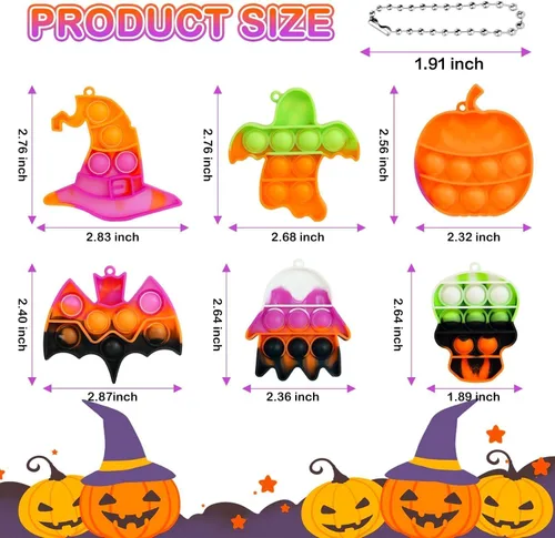Vista 2 de Paquete de 24 mini juguetes sensoriales antiestrés de Halloween para niños y niñas, regalos de fiesta de Halloween, bolsas de golosinas