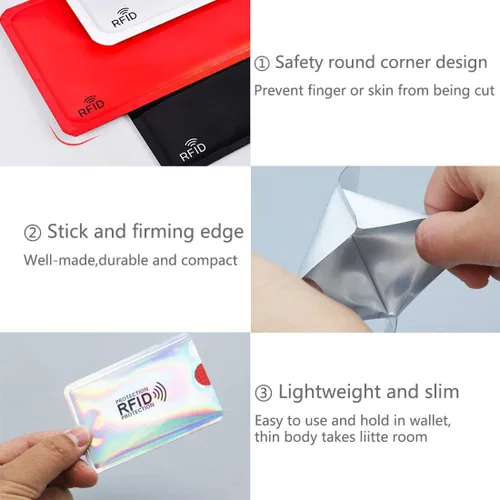 Vista 5 de fancyfree Fundas de bloqueo RFID, prevención de robo de identidad RFID, fundas para tarjetas de crédito RFID, fundas para tarjetas de diseño delgado