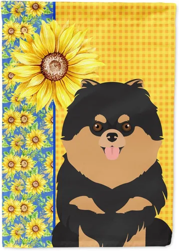 Vista 245 de Caroline's Treasures WDK5313GF Bandera de jardín con diseño de girasoles de verano, color negro y tostado, Airedale Terrier para buzón, bandera