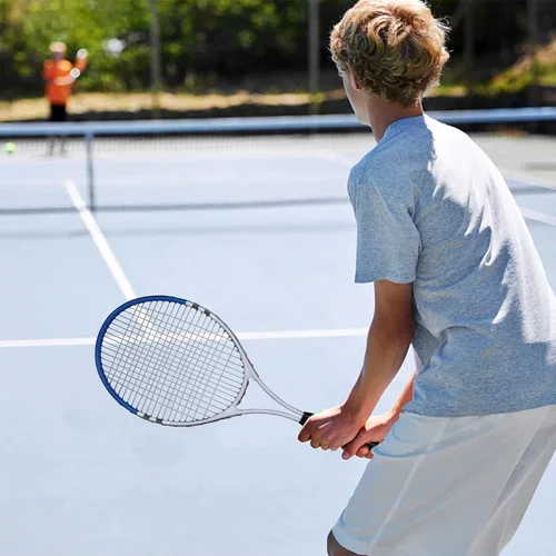 Vista 7 de Raqueta de tenis preencordada, ligera, de 27 pulgadas, raquetas recreativas para adultos, para hombres, mujeres, estudiantes, kit de entrenamiento