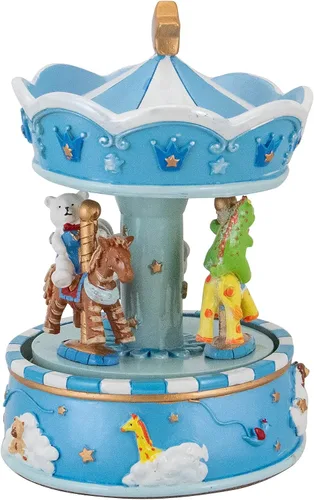 Vista 3 de Northlight Carrusel musical giratorio azul de 6.5" para niños