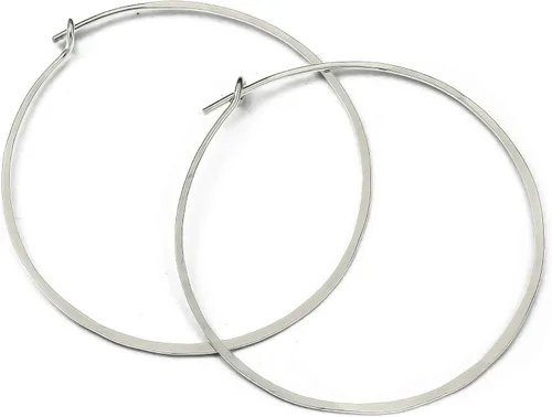 Vista 108 de Aretes de aro finos martillados, elegantes plata esterlina geométrica sólida, relleno de oro y relleno de oro rosa; para mujer por Lotus Stone