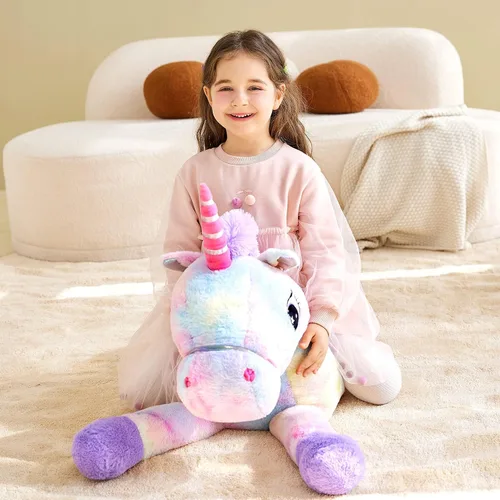 Vista 4 de IKASA Juguete de peluche de unicornio gigante, juguetes suaves grandes y bonitos, enorme tamaño grande, esponjoso, de gran tamaño, regalos
