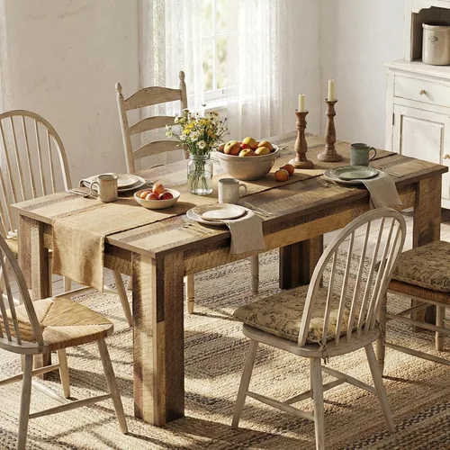 Vista 14 de CABIHOME Mesa de comedor rectangular de 63 pulgadas para 4-6, mesa de cocina grande de granja, marco resistente, 4 patas triangulares estables, mesa