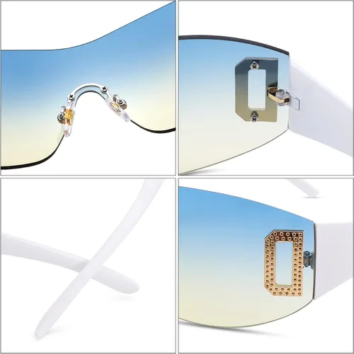 Vista 4 de gentlemaker Trendy Rimless Y2K Sunglasses for Women Men,Wrap Around Stylish Shield Frameless Sunglasses