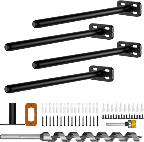 Vista 15 de 4 piezas de soportes de estante de pared resistentes para estantes flotantes ocultos, soportes de estante negros decorativos para estantes flotantes