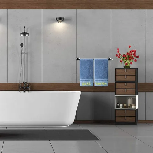 Vista 2 de Toallas de mano personalizadas con monograma para baño, toallas personalizadas con nombres, toallas bordadas de lujo 100% algodón como regalo