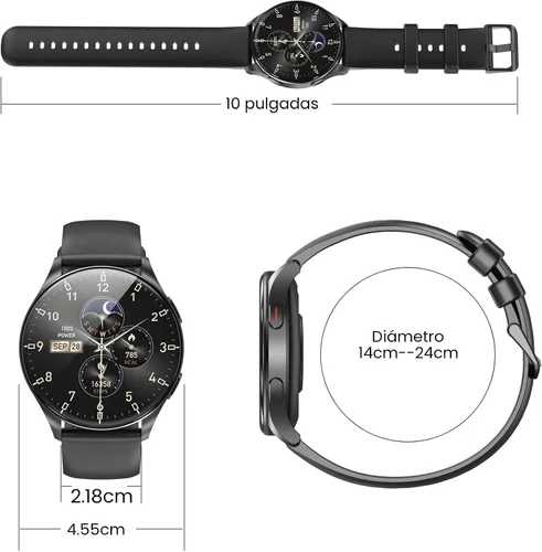 Vista 7 de IOWODO Reloj inteligente para mujeres y hombres, pantalla AMOLED ultra clara de 1.43", rastreador de actividad física con monitor de frecuencia