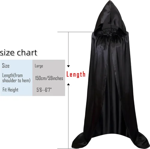Vista 2 de VGLOOK Capa unisex con capucha para Halloween, Navidad, disfraces y fiesta Negro