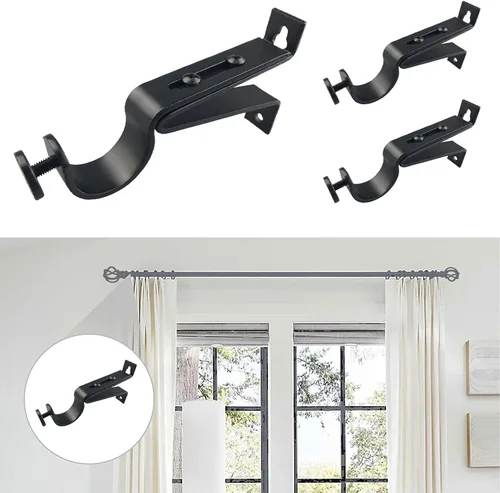 Vista 6 de Soportes de barra de cortina ajustables, se adaptan a barras de hasta 1 pulgada, 1-1/8 pulgadas, soporte extensible para barra de cortina resistente