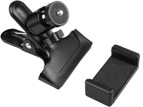 Vista 3 de Mr.Power Soporte para guitarra y bajo con auriculares para transmisión en vivo, clip compatible con iPhone, compatible con teléfonos inteligentes