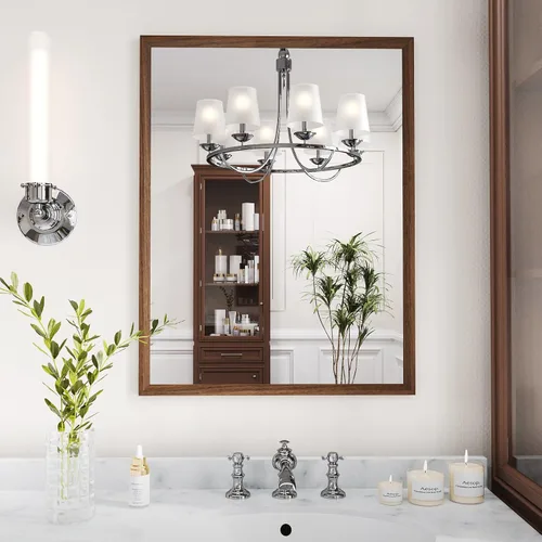 Vista 80 de WEER - Espejo de baño con luces LED, 50x70cm, espejo de tocador montado en la pared, 3 colores regulables, almohadilla antiempañante retroiluminada