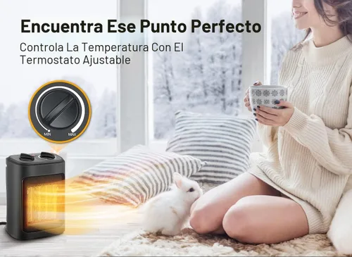 Vista 3 de Calentador de espacio, calentadores eléctricos portátiles de 1500 W para interiores con termostato, pequeño calentador de habitación de cerámica