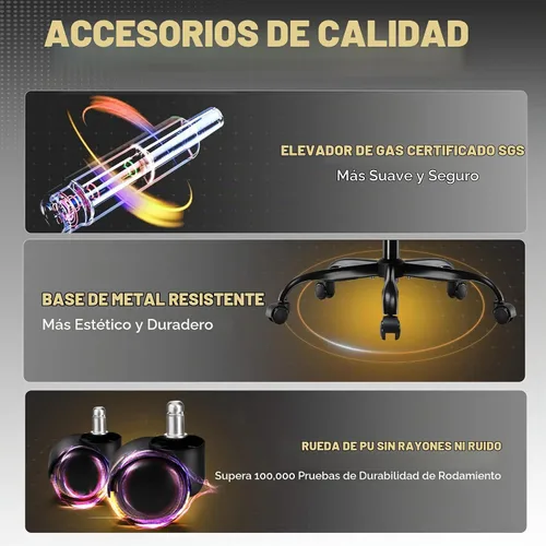 Vista 9 de GTPLAYER Silla de juegos con cojín de resorte de bolsillo, silla de oficina de cuero con respaldo alto ergonómico y soporte lumbar para aliviar