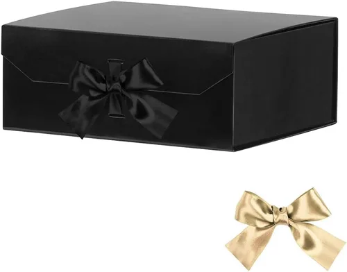 Vista 30 de GoooodGift Caja de regalo negra para regalos de 10 x 7.3 x 3.5 pulgadas, caja decorativa con cinta, caja de regalo vacía con tapa cierre magnético