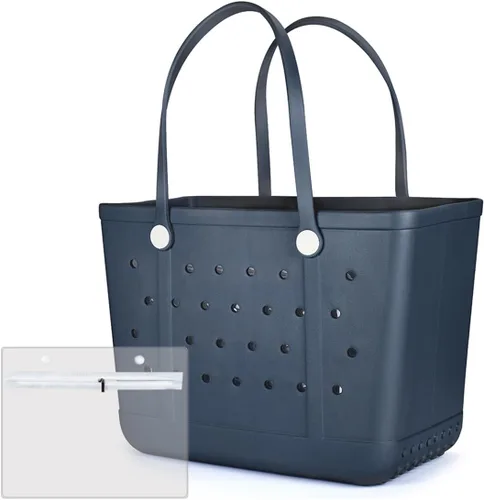 Vista 10 de Extra Large Rubber Beach Bag Tote Bag for Women Waterproof Bag Almendra