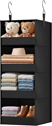 Vista 23 de GRANNY SAYS Organizador Colgante de 6 Estantes para Closet, Separable en 2 Paquetes de 3 Estantes Colgantes, Organizador Colgante para Dormitorio, 6