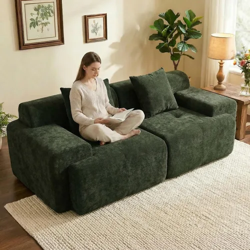 Vista 16 de Sofá modular de 84 pulgadas, sofá sin hueso de asiento profundo de Beige