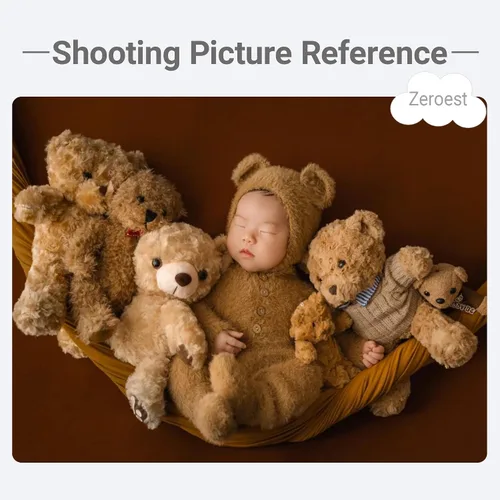 Vista 3 de Zeroest Accesorios de fotografía para recién nacidos, trajes de niño, accesorios para fotos de oso y niña, gorro con pies, mameluco de manga
