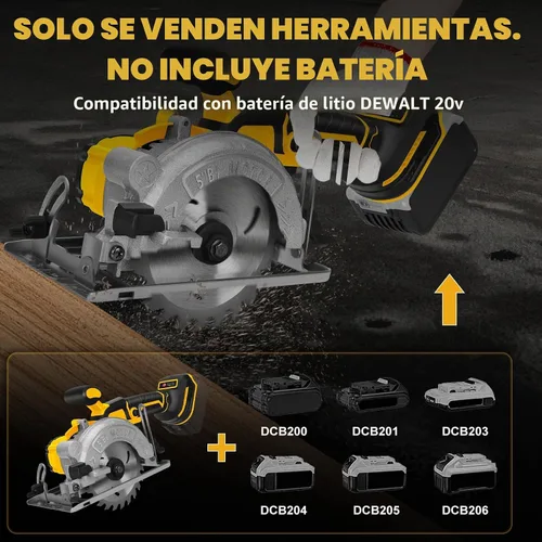 Vista 8 de Sierra circular inalámbrica de 5 pulgadas para batería Dewalt 20V Max, sin