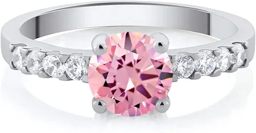 Vista 2 de Gem Stone King Anillo redondo de 1.74 quilates con circonita rosa para mujer, disponible en tallas 5, 6, 7, 8, 9, Metal Gema, Zirconia cúbica