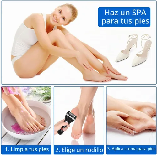 Vista 7 de Kit Removedor Eléctrico de Callos para Pies, Herramientas de Pedicura Recargables Elmchee para Cuidado de Pies Lima de Pies con 3 Cabezales