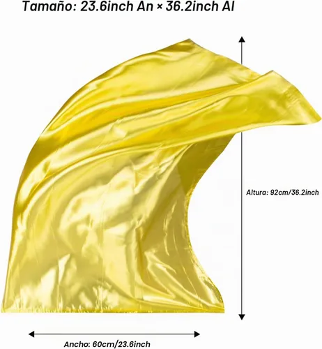 Vista 4 de Banderas de adoración con varilla escalable para niños y niños, bandera rectangular suave de poliéster de 36 pulgadas para práctica de danza Dorado