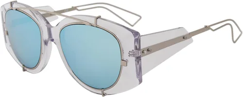 Vista 2 de DIOR EXPERIENCE - Lentes de sol SRJSK, marco de rutenio de cristal de 2.008in con lente de espejo azul
