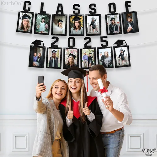 Vista 6 de KatchOn, Cartel de fotos de graduación negro 2025 – Grande, 10 pies Cartel de fieltro de la clase de 2025 para decoraciones de graduación 2025