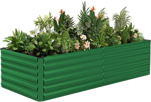 Vista 38 de NAVINE Cama de jardín elevada de 8 x 4 x 2 pies, macetas elevadas de metal grande, macetas para plantas al aire libre para verduras, flores