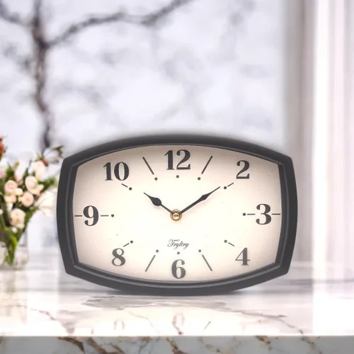 Vista 4 de Reloj de pared pequeño Silencioso Retro Rectangular Reloj Negro Rectángulo Relojes de pared de metal con pilas estilo antiguo de diseño
