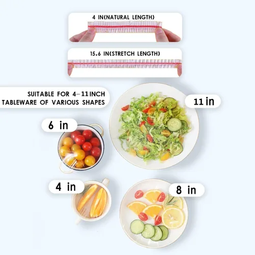 Vista 3 de 200 piezas de plástico engrosadas cubiertas para cesta de pan Banneton, cubierta elástica grande de almacenamiento de alimentos, envoltura