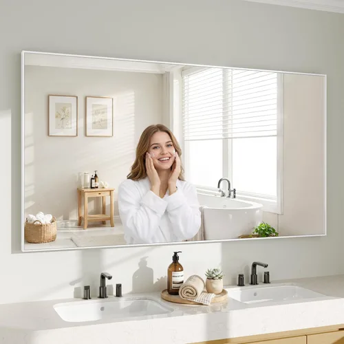 Vista 36 de Koonmi Espejo de pared rectangular negro, espejo de baño de 20 x 30 pulgadas, espejo de tocador con marco de aluminio para entrada, sala de estar