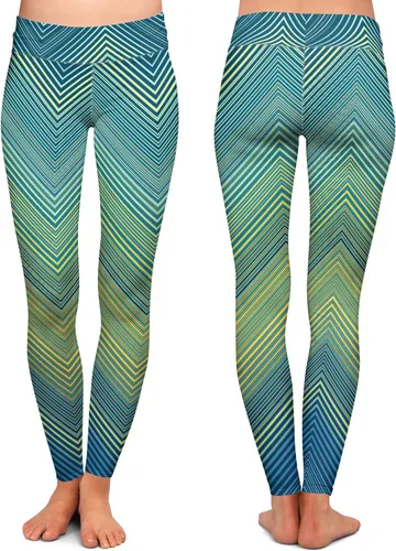 Vista 2 de Made in USA Athletic Yoga Leggings from DiaNoche Designs by Christy Leigh - Teling Zig Zag