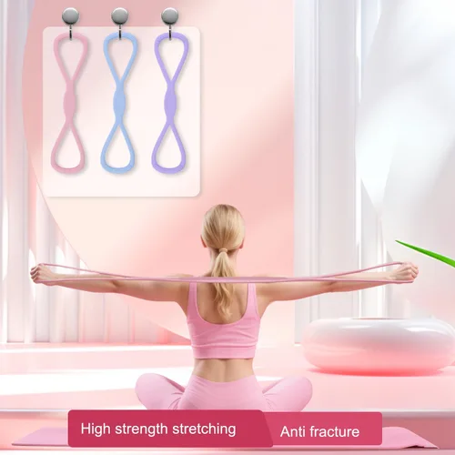 Vista 4 de Figura 8 Banda de resistencia para mujeres y hombres, banda de ejercicio con asas antideslizantes, equipo de fitness para gimnasio en casa