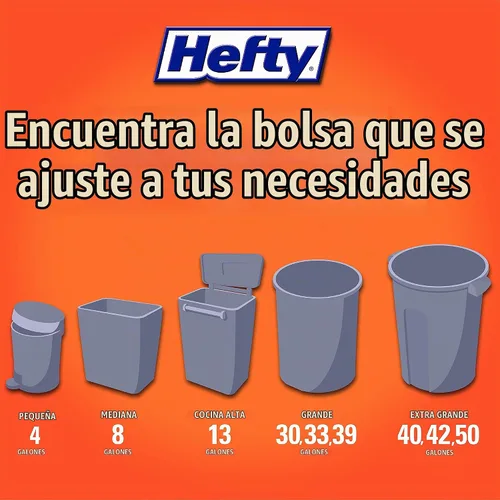 Vista 6 de Hefty Bolsas de basura de cocina altas, ultra fuertes, aroma de explosión de limpieza, 13 galones, 40