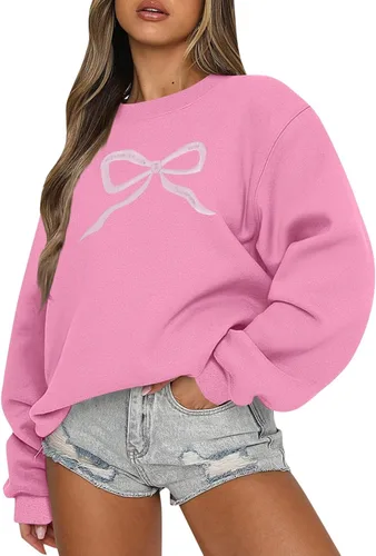 Vista 25 de Sudadera casual de manga larga para mujer, cuello redondo, ajuste holgado, tallas S-3XL