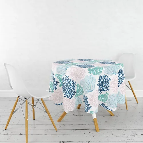 Vista 10 de Mantel rectangular náutico costero con estampado de coral, diseño de playa, decorativo impermeable para comedor al aire libre, cocina, sala