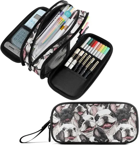 Vista 30 de Fustylead Alice - Estuche de ajedrez para lápices con cremallera, bolsa de maquillaje, bolsa de cosméticos, bolsa de viaje multiusos, caja