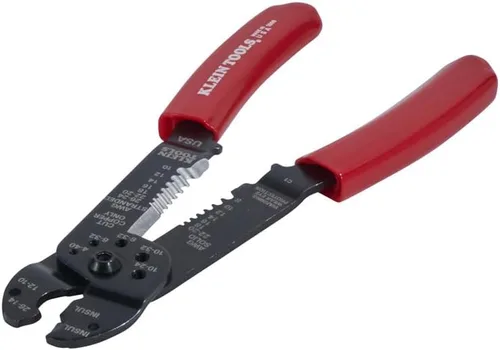 Vista 2 de Klein Tools Multiherramienta 1000, fabricada en Estados Unidos, peladora 6 en 1, crimpadora, cortador de alambre, tornillo métrico y tijeras