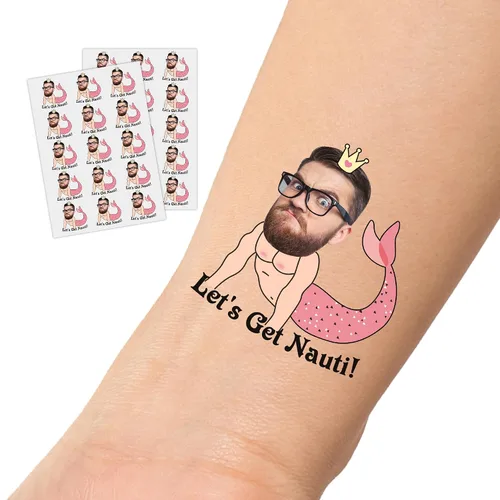 Vista 5 de InterestPrint Tatuajes temporales personalizados de despedida de soltera con foto de texto, tatuaje de cara de bola de discoteca, tatuaje de novia