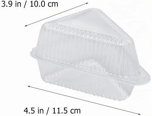 Vista 3 de Cajas triangulares pequeñas para tartas de queso para tartas, recipientes triangulares de plástico con tapas, embalaje para llevar para el hogar