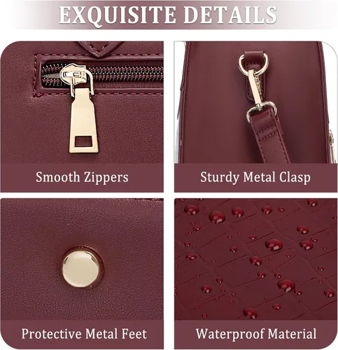 Vista 5 de BOLOSTA Bolsa para laptop para mujer, bolsa de trabajo de 15.6 pulgadas para mujer, bolsa grande de cuero impermeable para computadora con bolso
