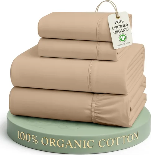 Vista 10 de LANE LINEN - Juego de 2 sábanas de fibras largas 100 % algodón orgánico, percal de fibras largas, ultrasuave y transpirable, para colchones de hasta