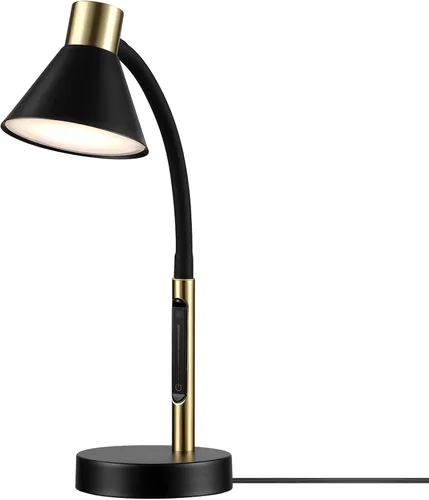 Vista 11 de Globe Electric 62000036 Lámpara de escritorio LED de 15" con abrazadera integrada, color negro mate, cuello de cisne de silicona ajustable