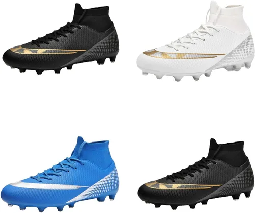 Vista 7 de MDPCX Zapatos de fútbol unisex competitivos para hombres y mujeres, para interiores y exteriores, botas de fútbol atlético, césped, equipo Mundial
